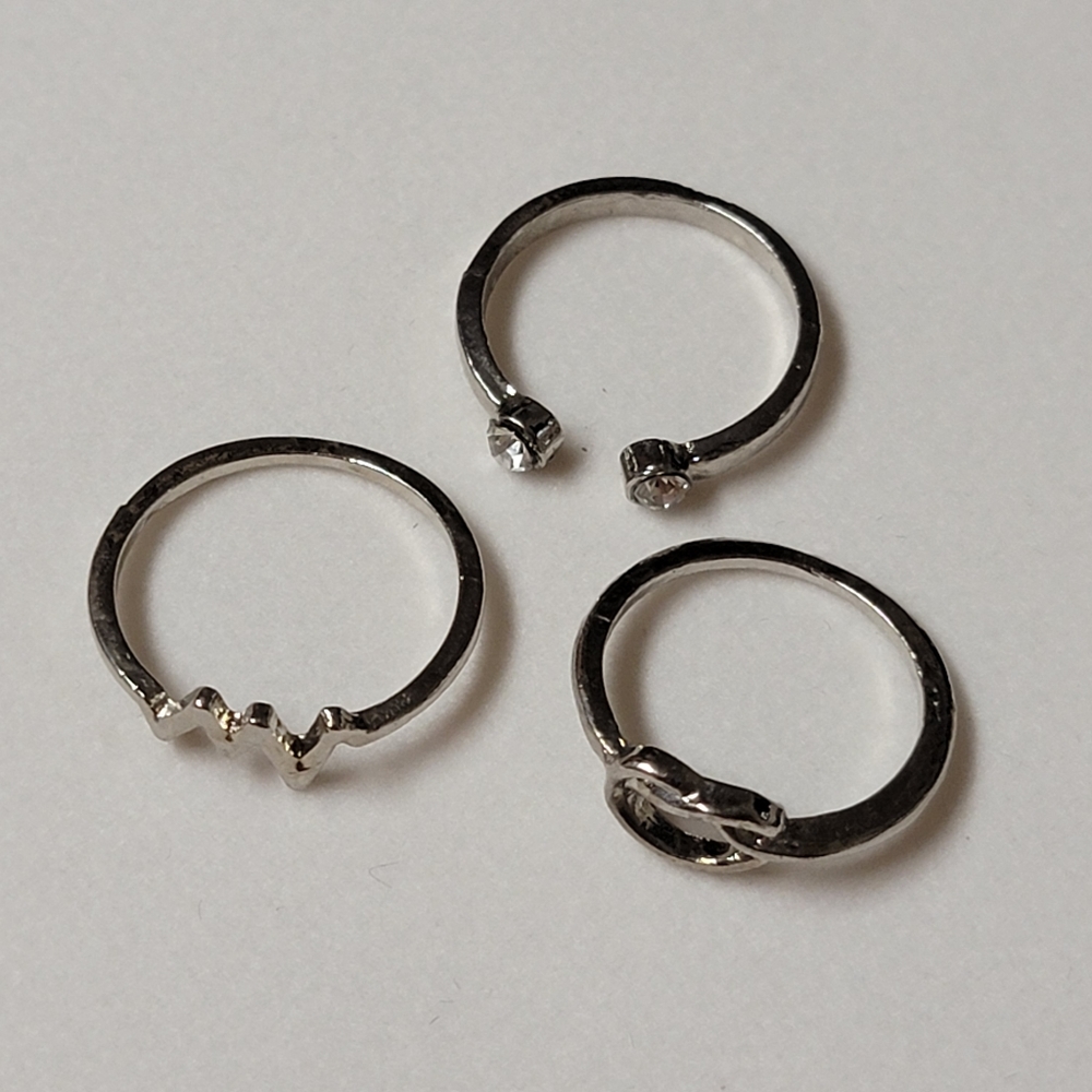 Three Stacking Rings - Love Knot - Heart Beat - Open Rhinestone - Picture 7 of 9